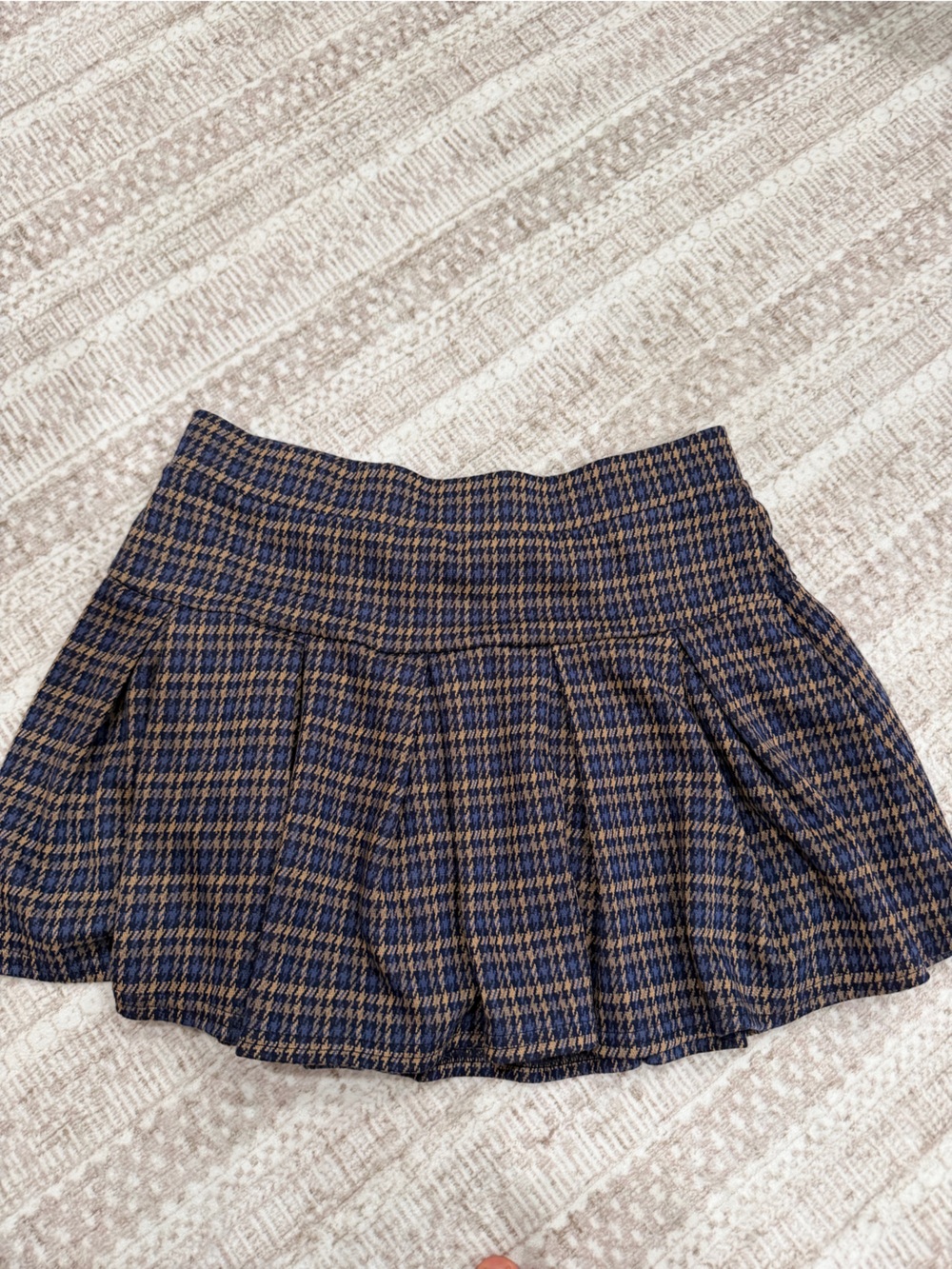 American Eagle Outfitters Navy and Brown Plaid Skater Mini Skirt
